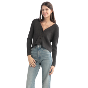 Áo Cardigan Cổ V Gân (V-neck Rib Cardigan)